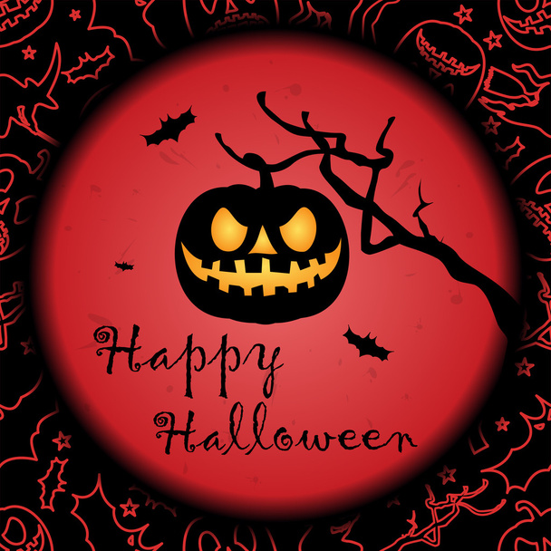 Happy Halloween greeting card with seamless halloween pattern. Halloween banner or poster. - Vector, Image