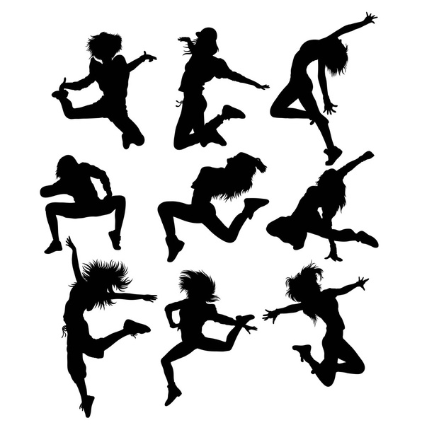 Hip Hop Art Tänzer Silhouetten - Vektor, Bild