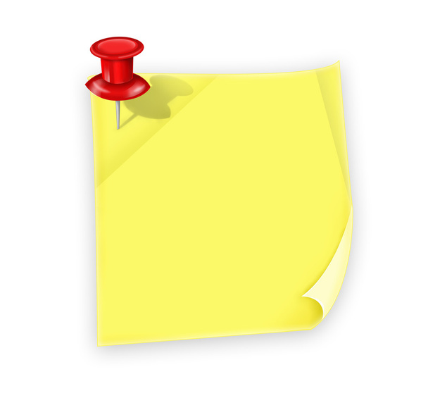 Note Paper with pin on white background. illustration - Photo, Image