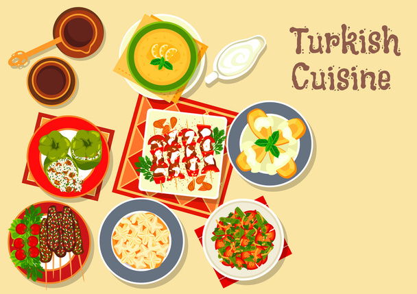 icône de la cuisine turque avec kebab de viande grillée
 - Vecteur, image