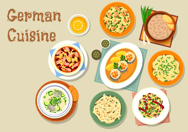 Deutsche Kulinarik-Ikone mit bayerischen Gerichten - Vektor, Bild