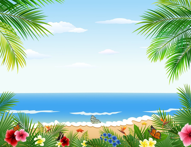 красивый тропический пляж - Вектор,изображение