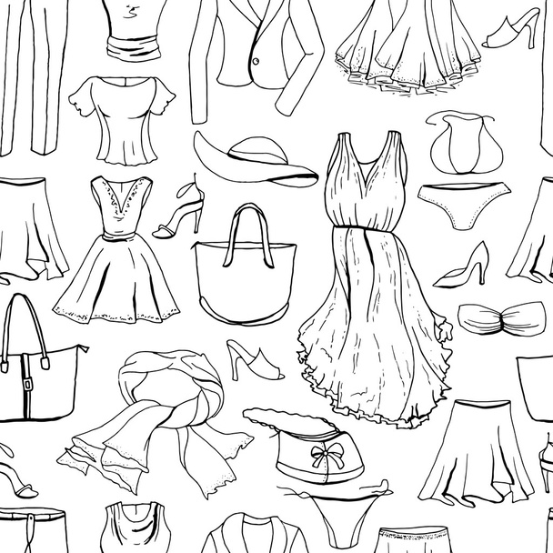 Evening woman clothes pattern - Vector, Image
