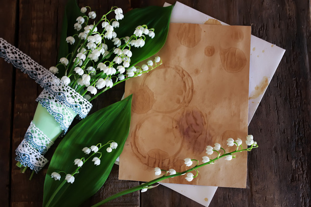 bouquet of lilies of the valley and space text - Photo, Image