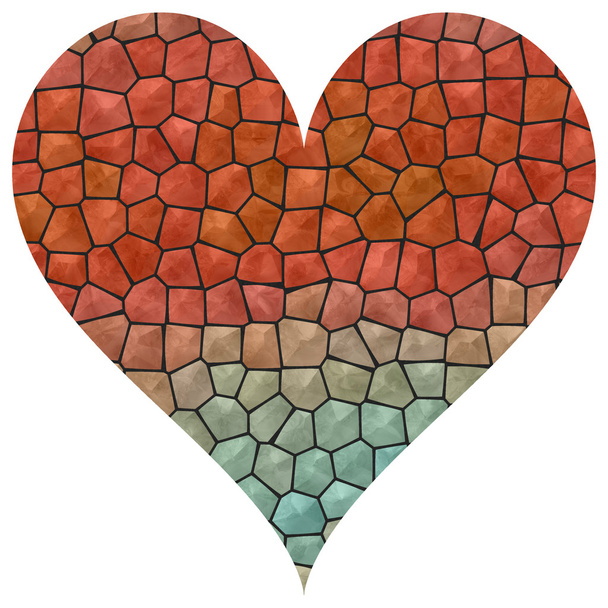Mosaic big red and azure heart - Foto, Imagem