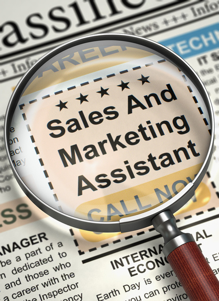 Job Opening Sales And Marketing Assistant. 3D. - Photo, Image