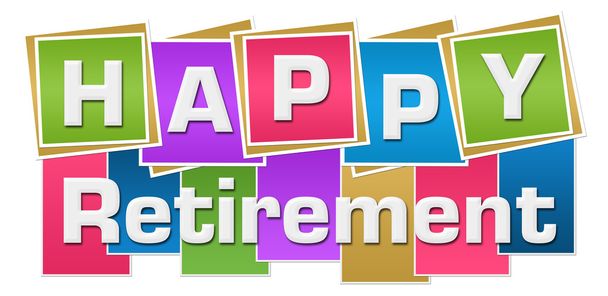 Happy Retirement Colorful Squares Stripes  - Φωτογραφία, εικόνα