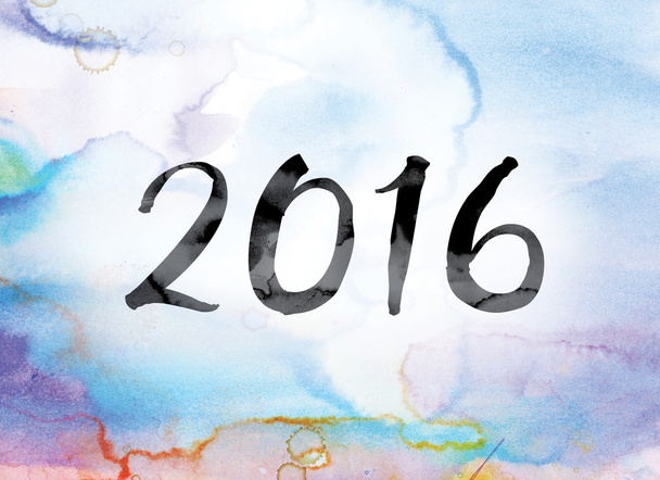 2016-ban színes akvarell, tinta Word Art - Fotó, kép