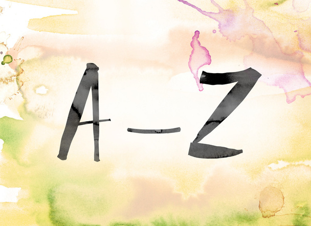 A-Z aquarela colorida e tinta Word Art
 - Foto, Imagem