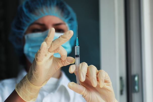nurse hands holding syringe and ampoule - Photo, Image