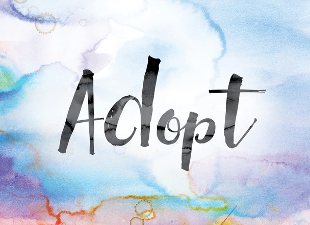 Adopt Colorful Watercolor and Ink Word Art - Photo, Image