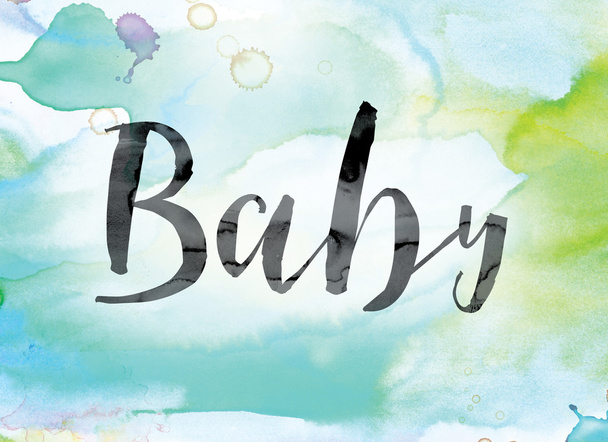 Baby Colorful Watercolor and Ink Word Art - Foto, Imagen