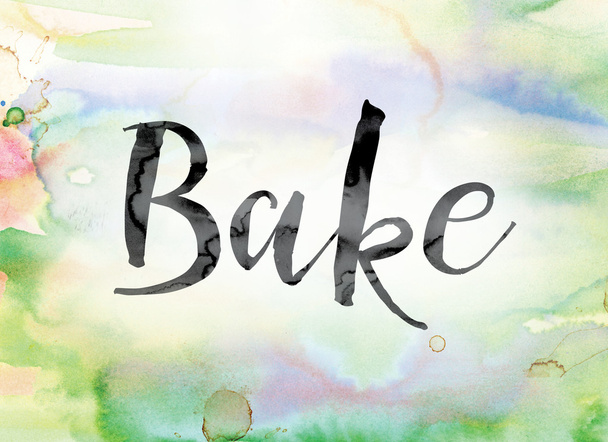 Bake Colorful Watercolor and Ink Word Art - Photo, Image