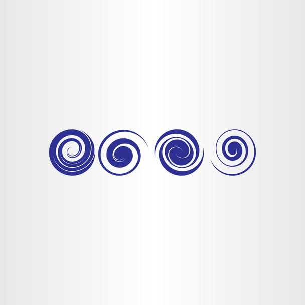blue spiral water waves icon set vector - Vector, Image