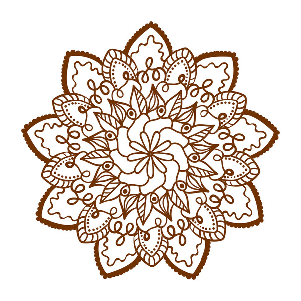 Design des niedlichen braunen Mandalas - Vektor, Bild