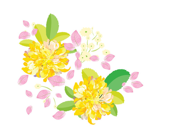 dahlia flower ,yellow  flowers on white background,vector illustration - Vektor, obrázek