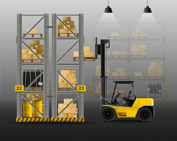 Forklift Realistic Composition  - Vector, Image