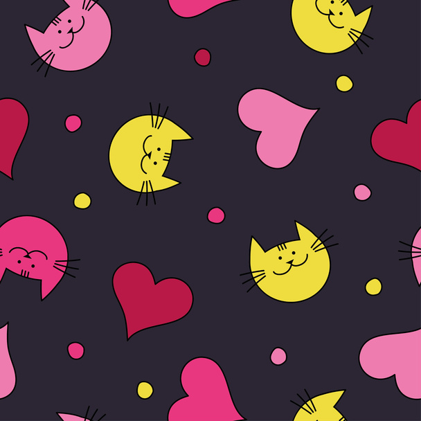 Seamless vector background with decorative cats. Print. Repeating background. Cloth design, wallpaper. - Vector, afbeelding
