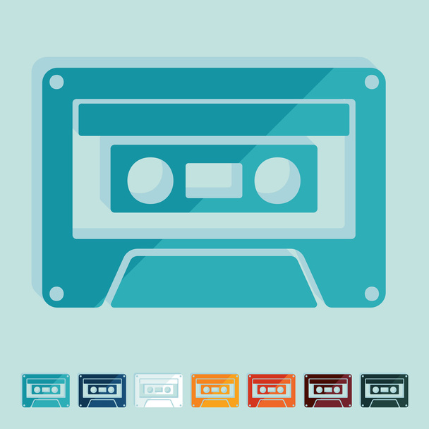 kleur audiocassette op blauwe achtergrond - Vector, afbeelding