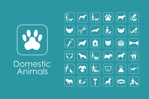 Conjunto de ícones de animais domésticos
 - Vetor, Imagem