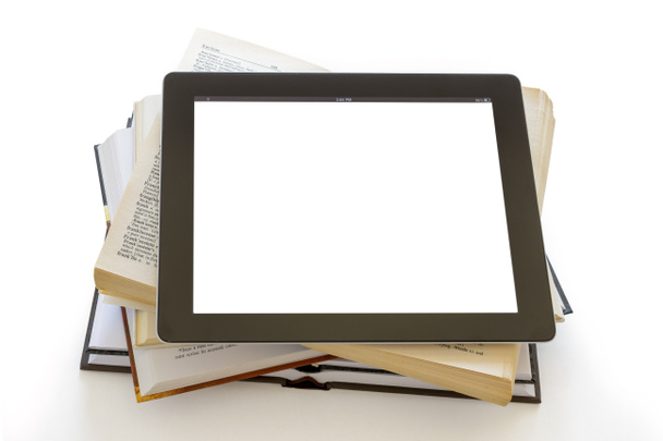 Open Books and blank screen iPad 3 concept - Foto, Imagem