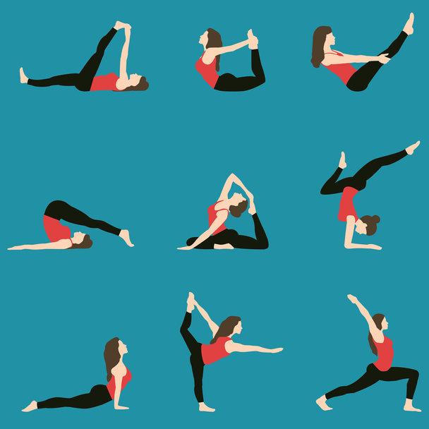 Yoga icons set - Vector, afbeelding