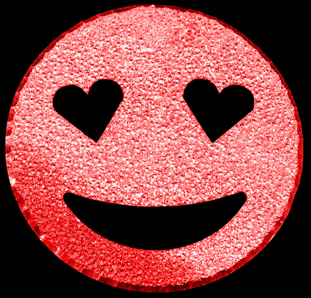 червоне усміхнене обличчя, сяюче серцеподібними очима
 - Фото, зображення