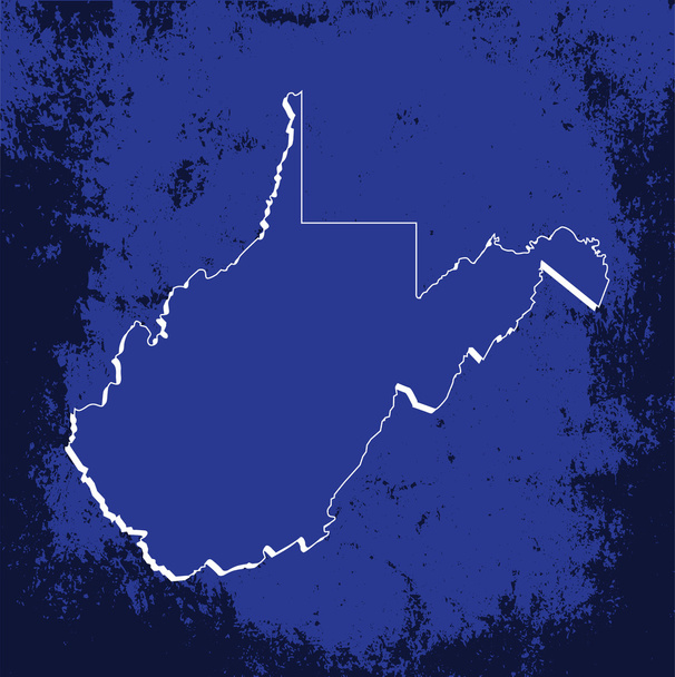 3D mapa Zachodniej Wirginii (Usa) Blueprint Grunge z cieniem - Wektor, obraz