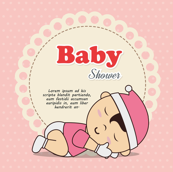 baby shower invitation with baby asleep - Διάνυσμα, εικόνα