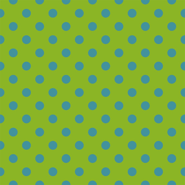 Friss zöld háttér kék pöttyös retro folytonos vector mintával - Vektor, kép