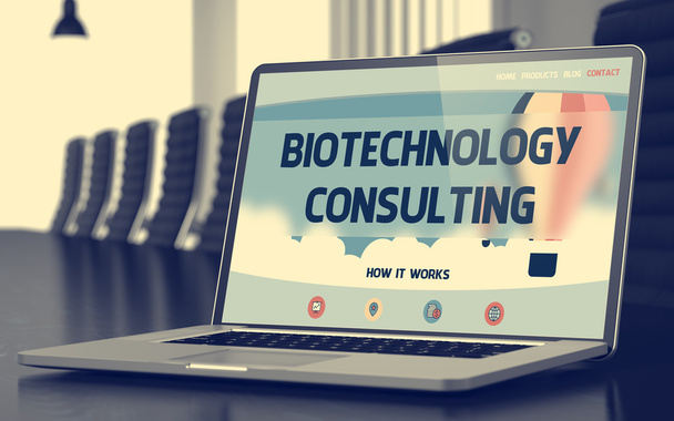 Biotechnology Consulting - en la pantalla del ordenador portátil. Primer plano. 3D
. - Foto, Imagen