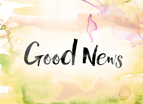 Good News Colorful Watercolor and Ink Word Art - 写真・画像