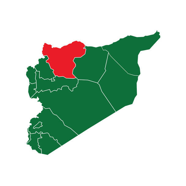 Vector Syria State Bounddaries Map Green & Red
 - Вектор,изображение