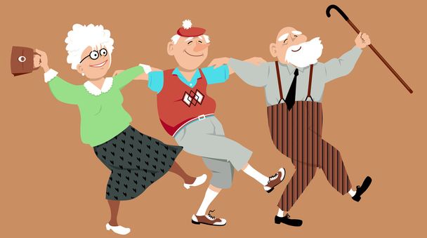 Seniores felizes dançando
 - Vetor, Imagem