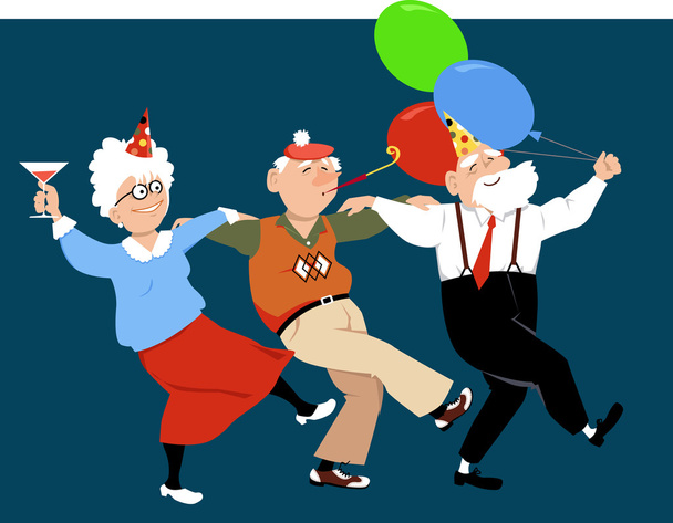 Пенсионеры празднуют праздники
 - Вектор,изображение