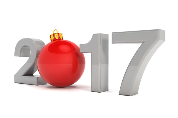 3d render - boule de paillettes - bonne année 2017 - rouge
 - Photo, image