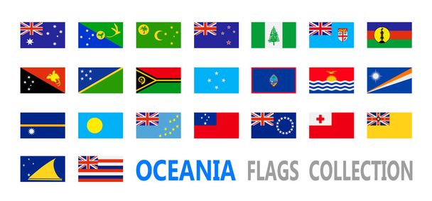 Colección Banderas Oceanía. Ilustración vectorial
. - Vector, Imagen