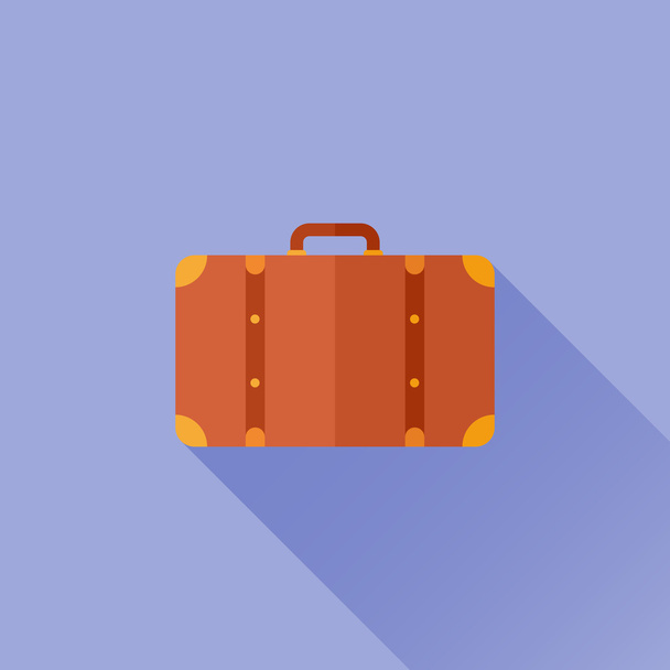 Suitcase flat icon with long shadow. Travel bag vector illustration. - ベクター画像