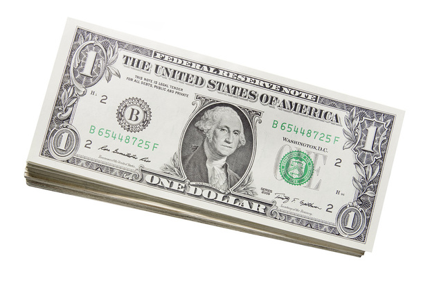 Pila de billetes de un dólar
 - Foto, imagen