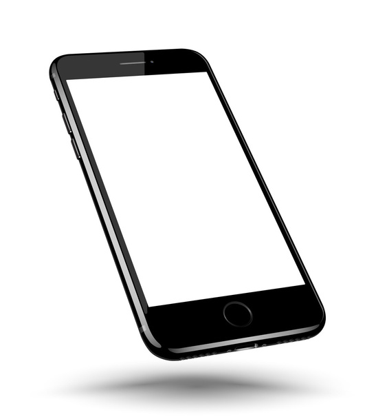 Perspectief zwarte smartphone realistische mock-up - Vector, afbeelding
