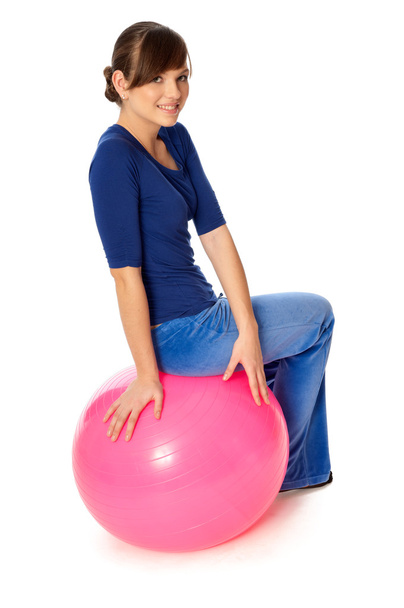 Exercises on a gymnastic ball - Foto, Imagen
