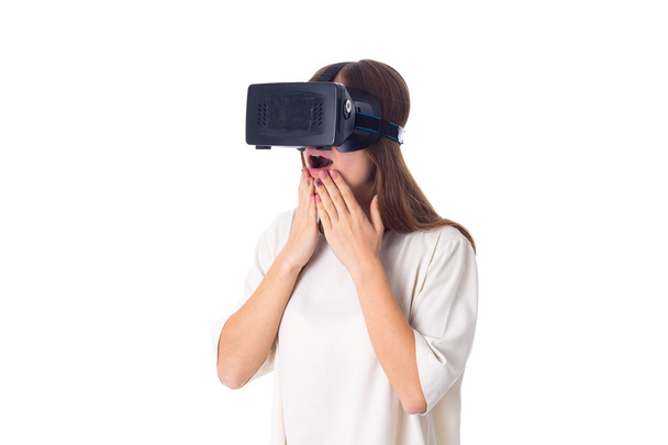 Woman using VR glasses - Foto, imagen