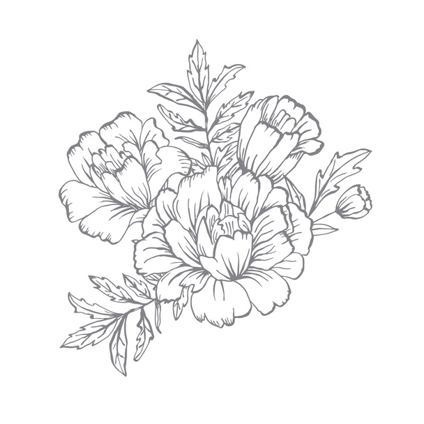 Ornate floral flyer with flowers. Doodle sharpie background. template for card, poster, leaflet. - Vecteur, image