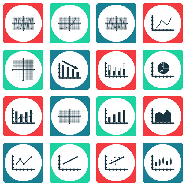 Set Of Graphs, Diagrams And Statistics Icons. Premium Quality Symbol Collection. Icons Can Be Used For Web, App And UI Design. Vector Illustration, EPS10. - Vektör, Görsel