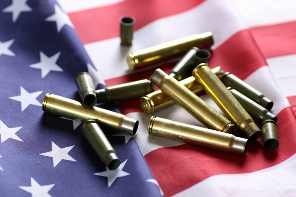 bullet on the USA flag - Photo, Image