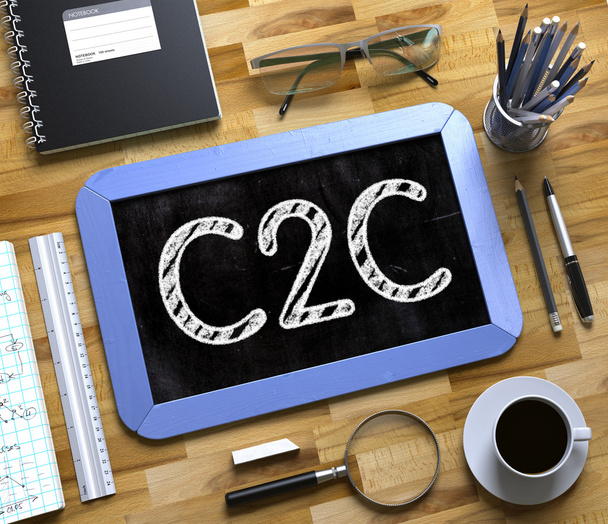 Small Chalkboard with C2C Concept. 3D. - 写真・画像