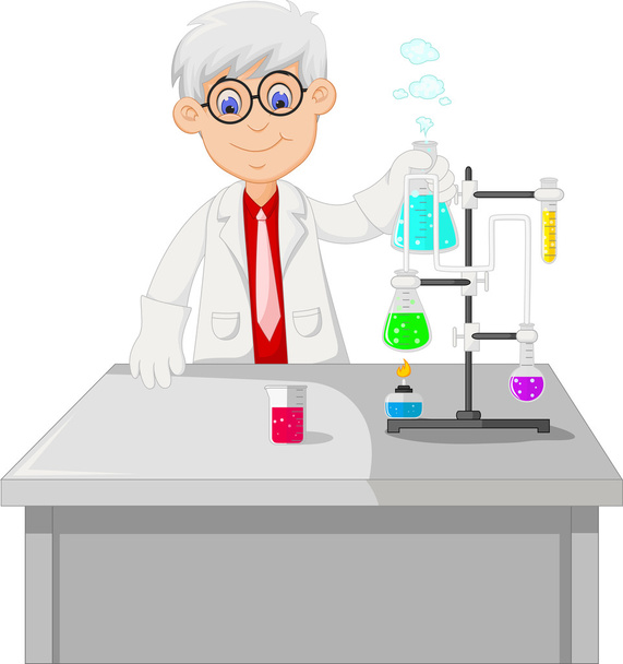 mignon un professeur conduisant la pratique chimique dans le laboratoire
 - Photo, image