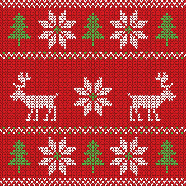 Red knitted sweater seamless pattern - Vector, Image