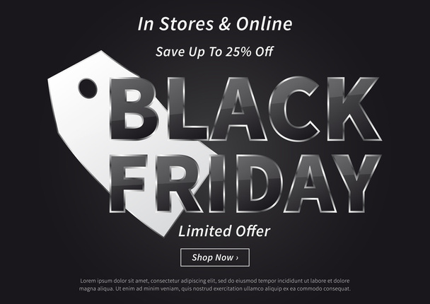 Black Friday with silver price tag vector illustration - ベクター画像