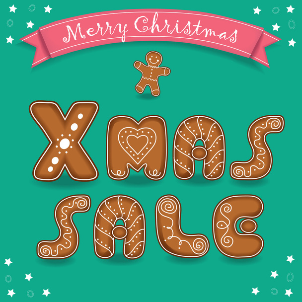 Venta de Navidad. Feliz Navidad. Gingerbreads fuente
 - Vector, Imagen